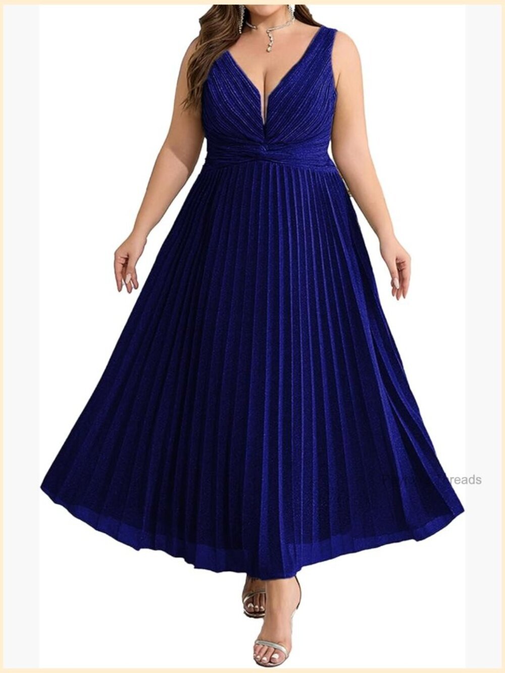 V Neck High Waist Pleated Evening Dress Sleeveless A-Line Gown with Waist Tie